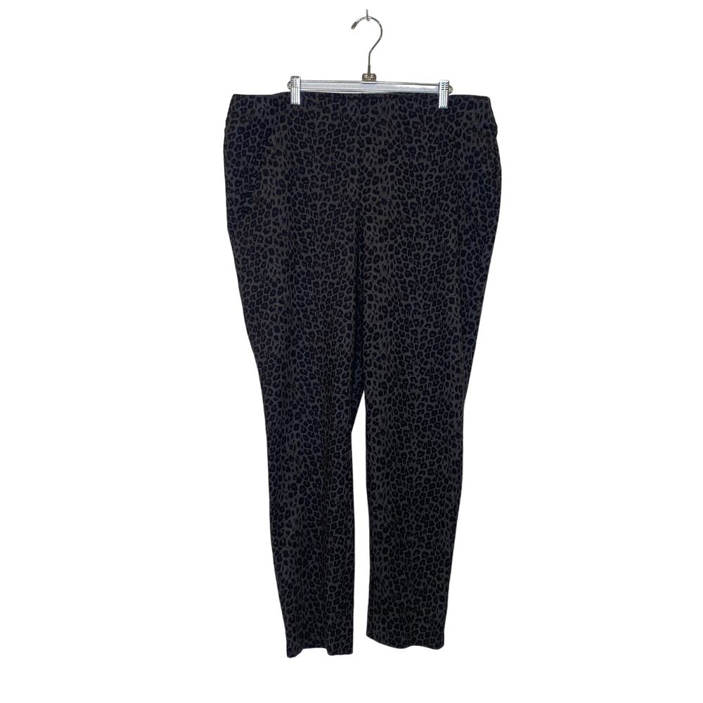 Chico’s Women’s Stretchy Leopard Print High Rise Leggings EUC Sz 16 Black Gray